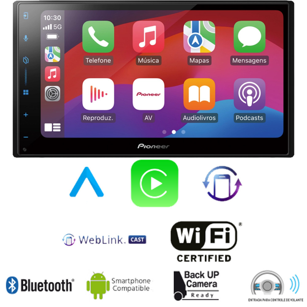 Multimidia Auto 1/ 2din 7" Pioneer Bluetoot USB DMH-A5650BT