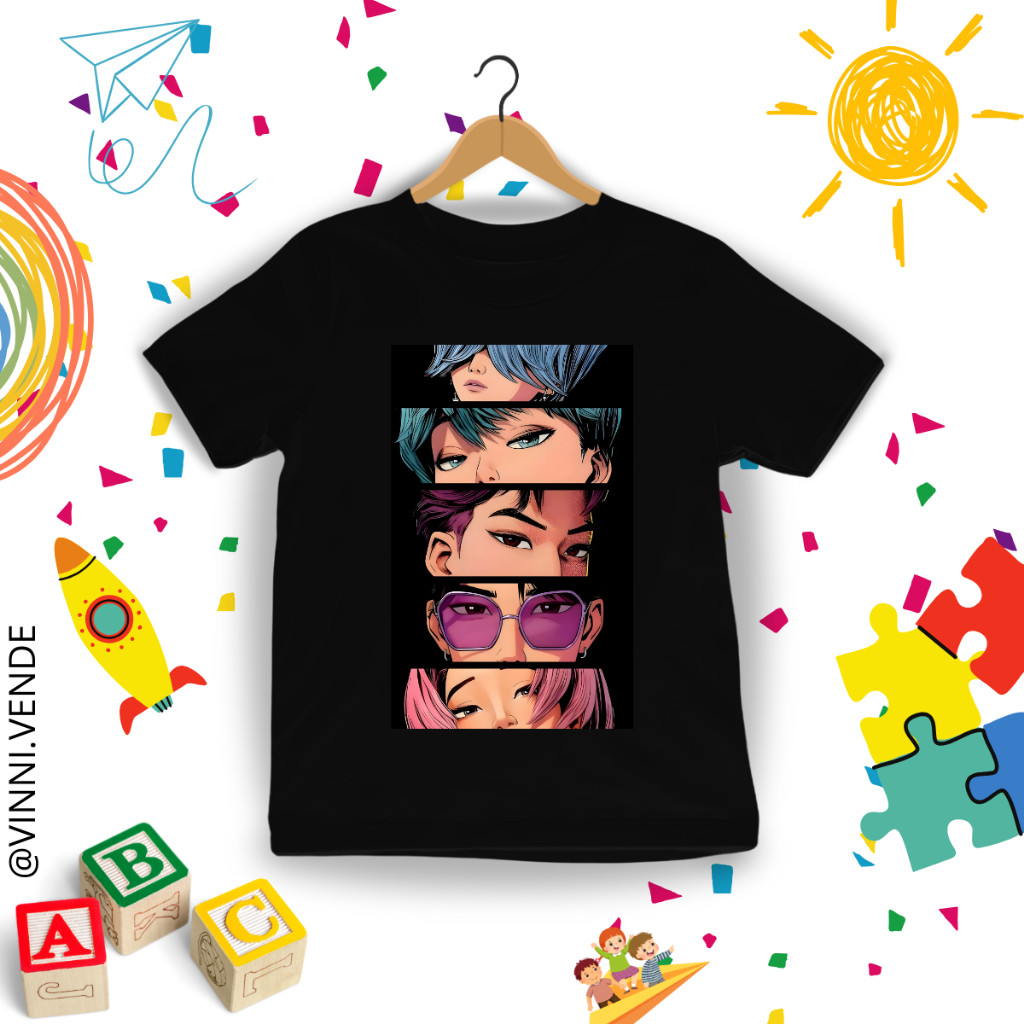 Camiseta Infantil Saja Boys Kpop Blusinha Unissex Menina Menino 100% Algodão Envio Rápido Tendência