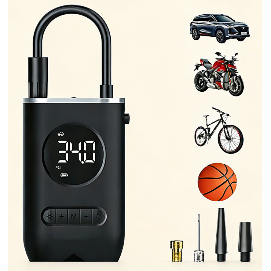 Mini Compressor de Ar Portátil Recarregável USB | Digital Calibrador de Pneu Envio Imediato