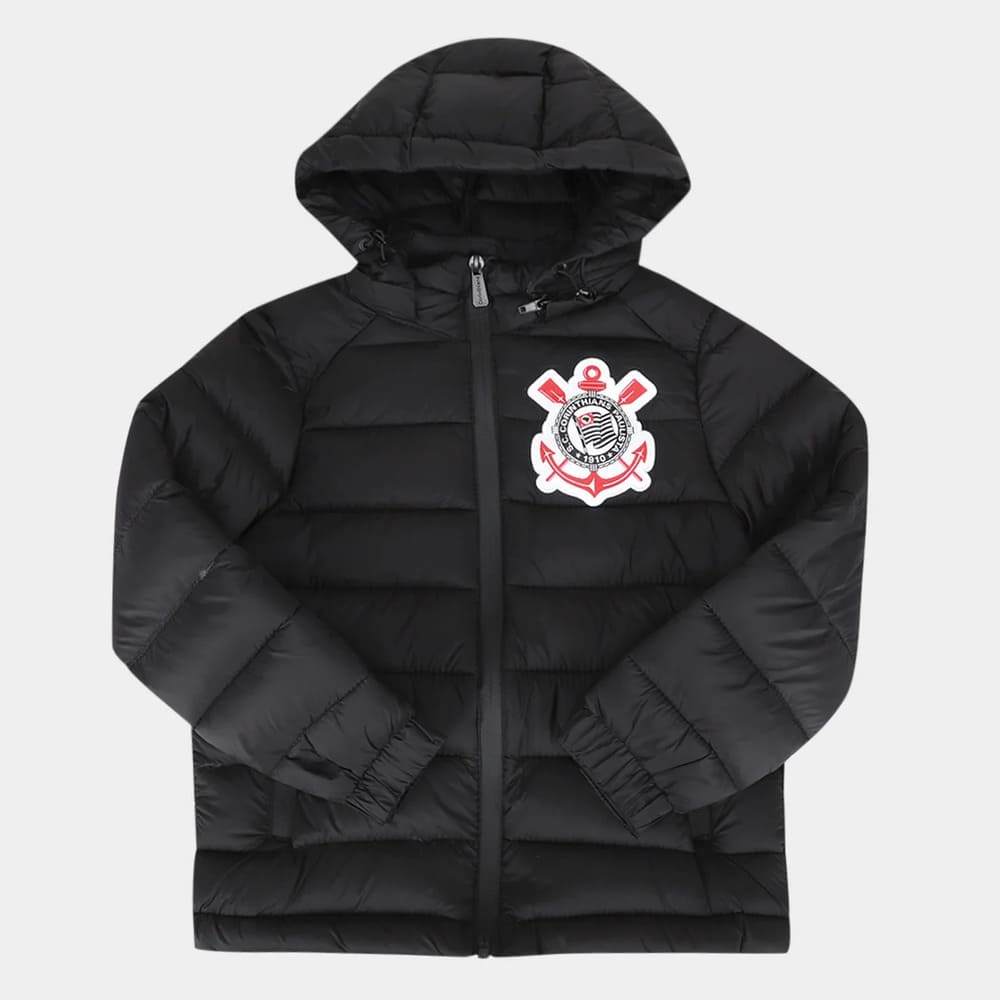 Jaqueta Corinthians Puffer C/Capuz 32626 Infantil Preta em Oferta na Shopee
