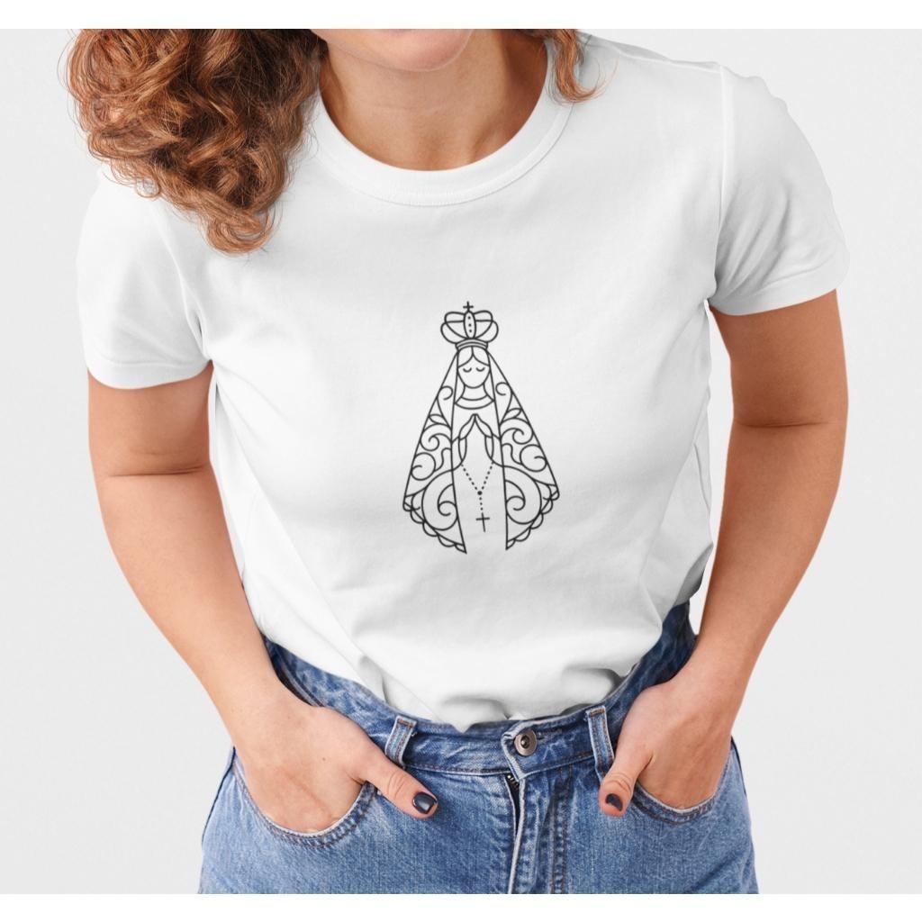 Camisa Feminina Nossa Senhora, N. Senhora Vers. Lucas 1:46, 100% Algodão, Confortável, Estilo Casual