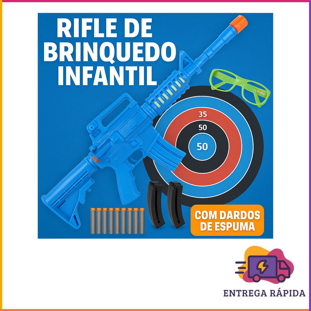 Brinquedo Infantil Lança Dardos Dardos de Espuma e Óculos Super Mira