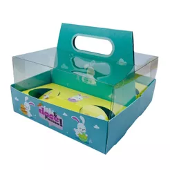 05 Cesta Porta Ovos com Alça (6X50G) Páscoa Colorida 4755 (PASCOA IDEIA OUTLET)