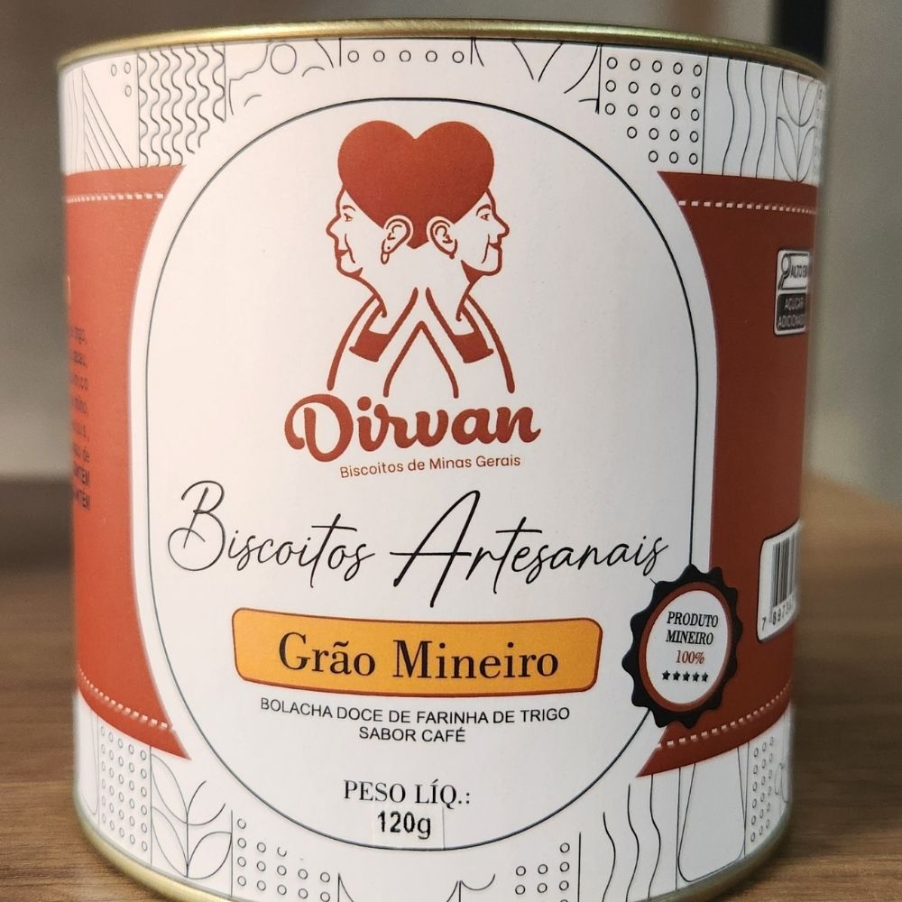 Biscoito Artesanal de Café coberto com Chocolate lata presente com 120g Bolacha Café com Chocolate