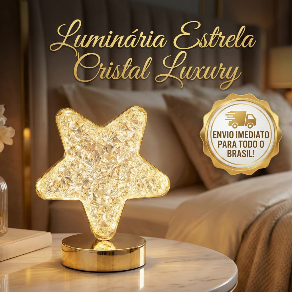 Luminaria Abajur Luminária Cabeceira Quarto Iluminação Estrela Cristal Led Touch Recarregável