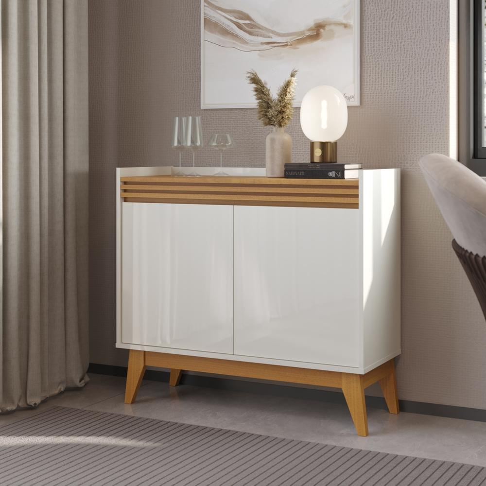 Buffet Aparador Ripado 2 Portas com Pés de MDF Amsterdã 92cm - Vianossa