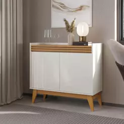 Buffet Aparador Ripado 2 Portas com Pés de MDF Amsterdã 92cm - Vianossa