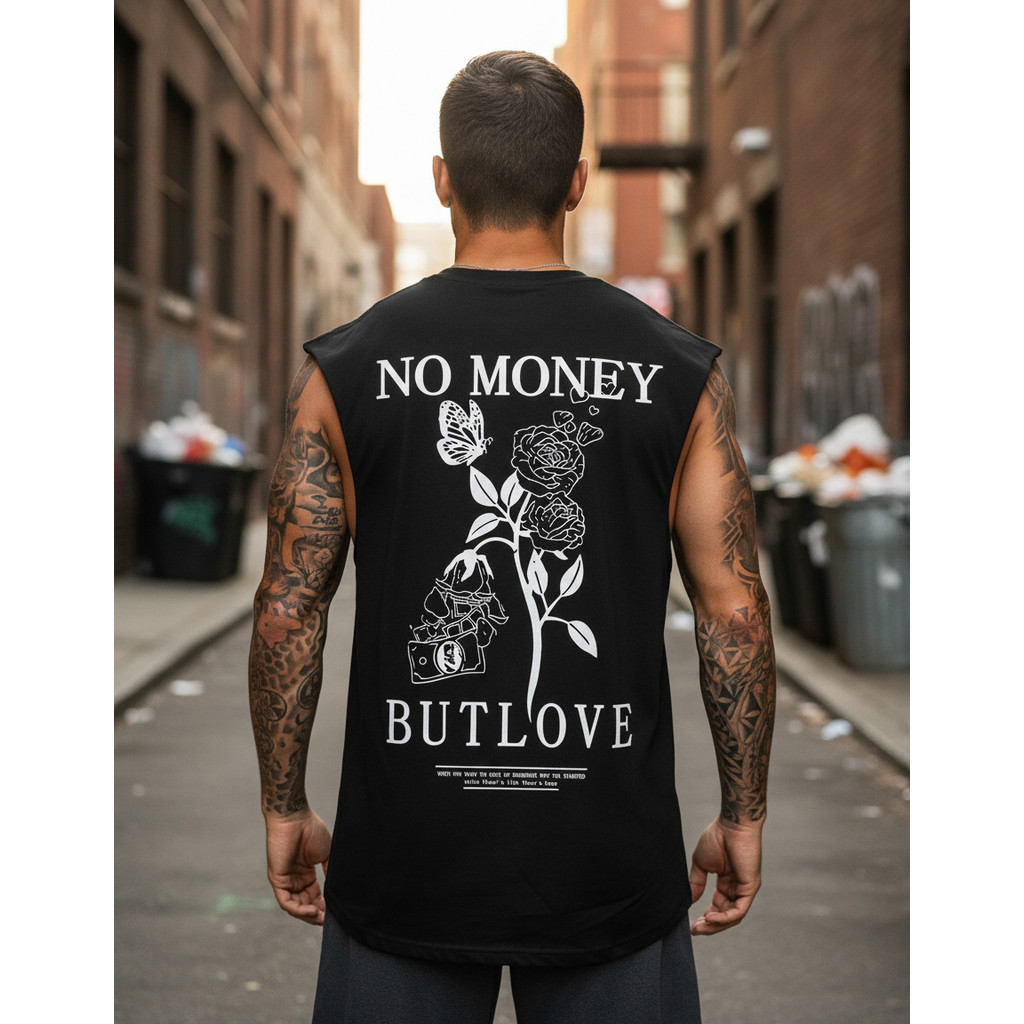 Camiseta Regata Oversized Masculina Money But Love Estilosa