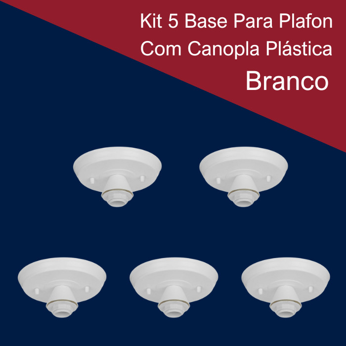 Kit Plafon Canopla Plástica 1 Lâmpada Termoplástico E27 Bivolt 110v/220v Branco Preto Cobre Dourado Marrom Sala Quarto C