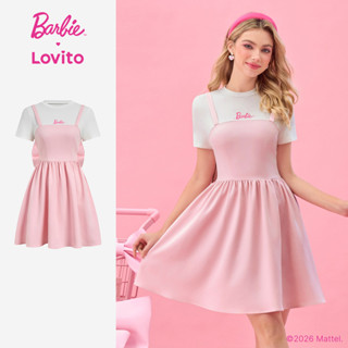 Barbie™ X Lovito Vestido Casual Falso 2 em 1 Babado Bainha Primavera/Verão para Mulheres DRBL2PAD047 em Oferta na Shopee