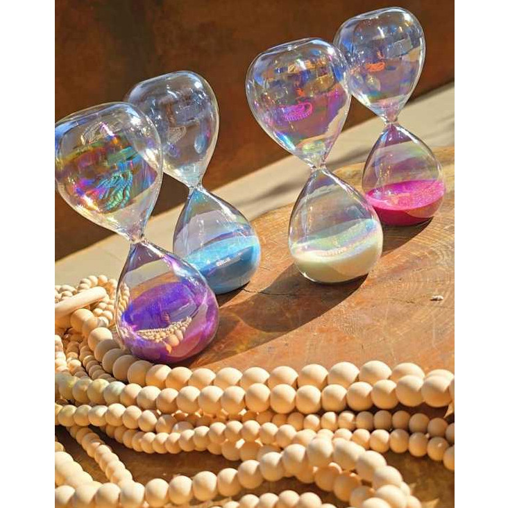 Ampulheta Decorativa temporizador Relógio Areia 30  e 15 minuto Transparente e Furta-cor
