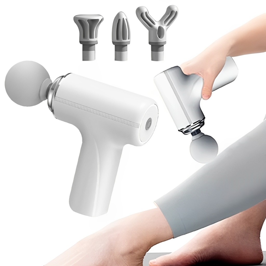 Pistola de Massagem Elétrica Muscular Portátil Recarregável 6 Intensidades Relaxamento