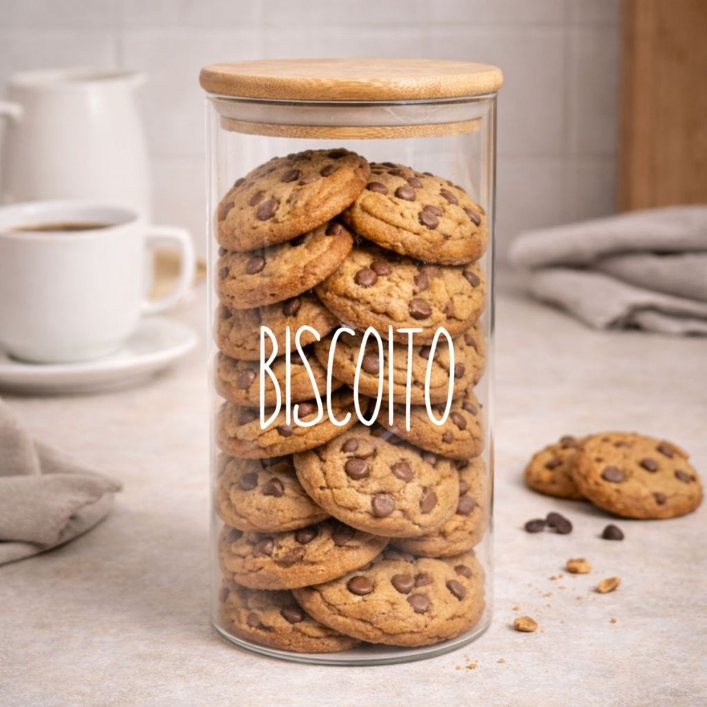 Pote vidro Biscoito borossilicato tampa hermética bambu 1,1L em Oferta na Shopee