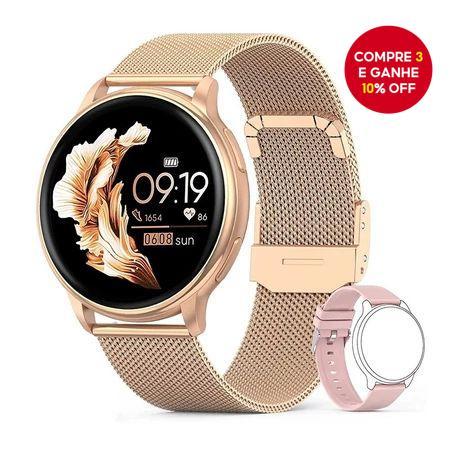  2026 Smartwatch com chamada Bluetooth, smartwatch feminino com mostrador personalizado de aço, relógio masculino