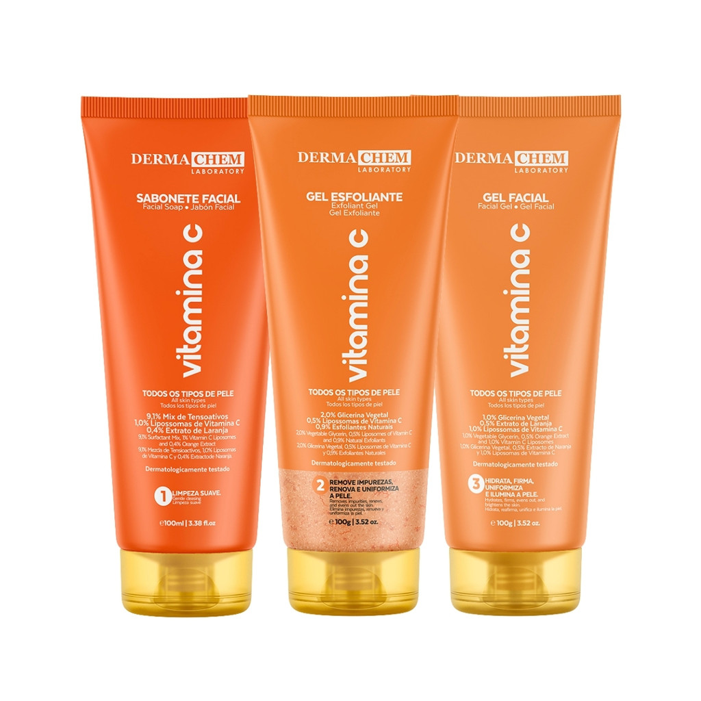 Kit Limpeza do rosto Cuidados com a Pele Vitamina C Clareador Manchas de Melasma Skin Care Barato