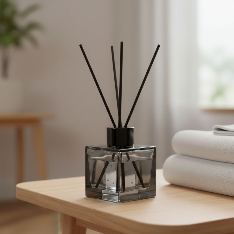 Frasco Difusor De Vidro Preto Com Tampa Preta e Batoque - Rosca 24/410 - 100ml - 8x5,5cm  - 1 unidade - Rizzo em Oferta na Shopee