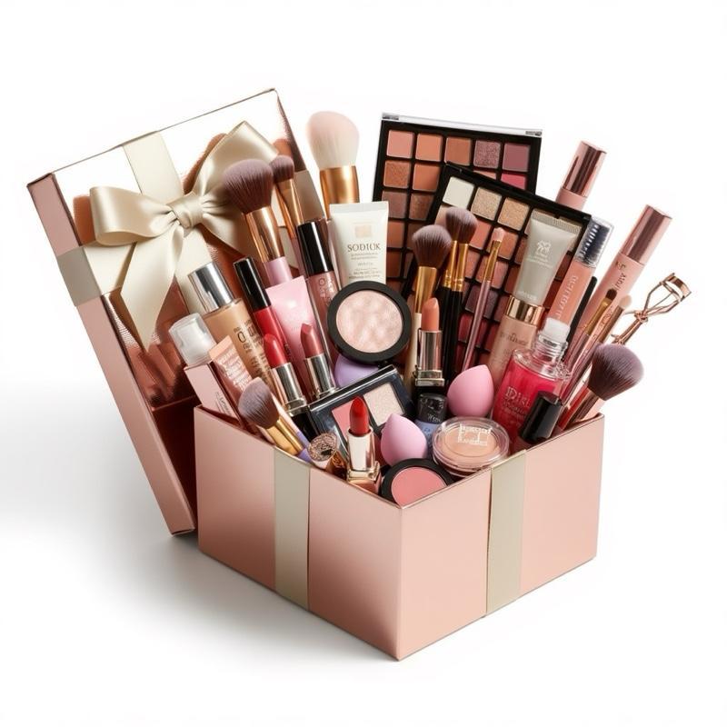 Kit 15 Itens Produtos Maquiagem E Embalagem Presente Melhores Marcas Skin Care Capilar Com Gloss Batom Pó Pincéis