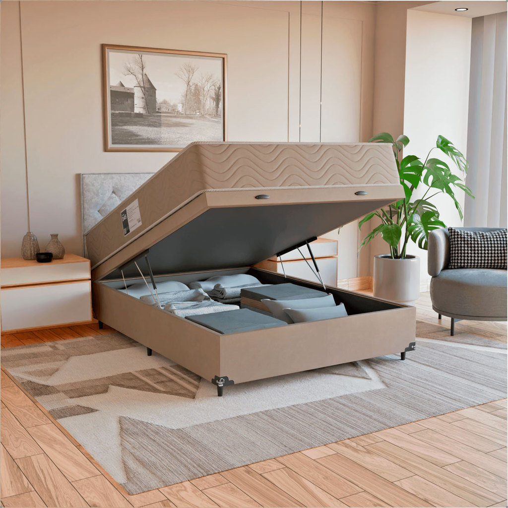 Cama Box Baú Viúva + Colchão Prime Espuma D45 128x188cm
