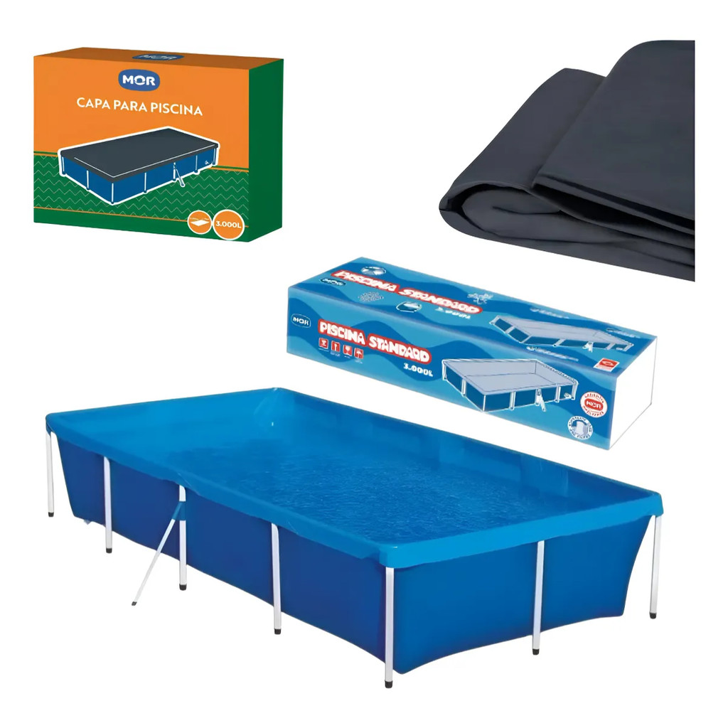 Kit Piscina Retangular + Capa de Proteção 3000 Litros Mor