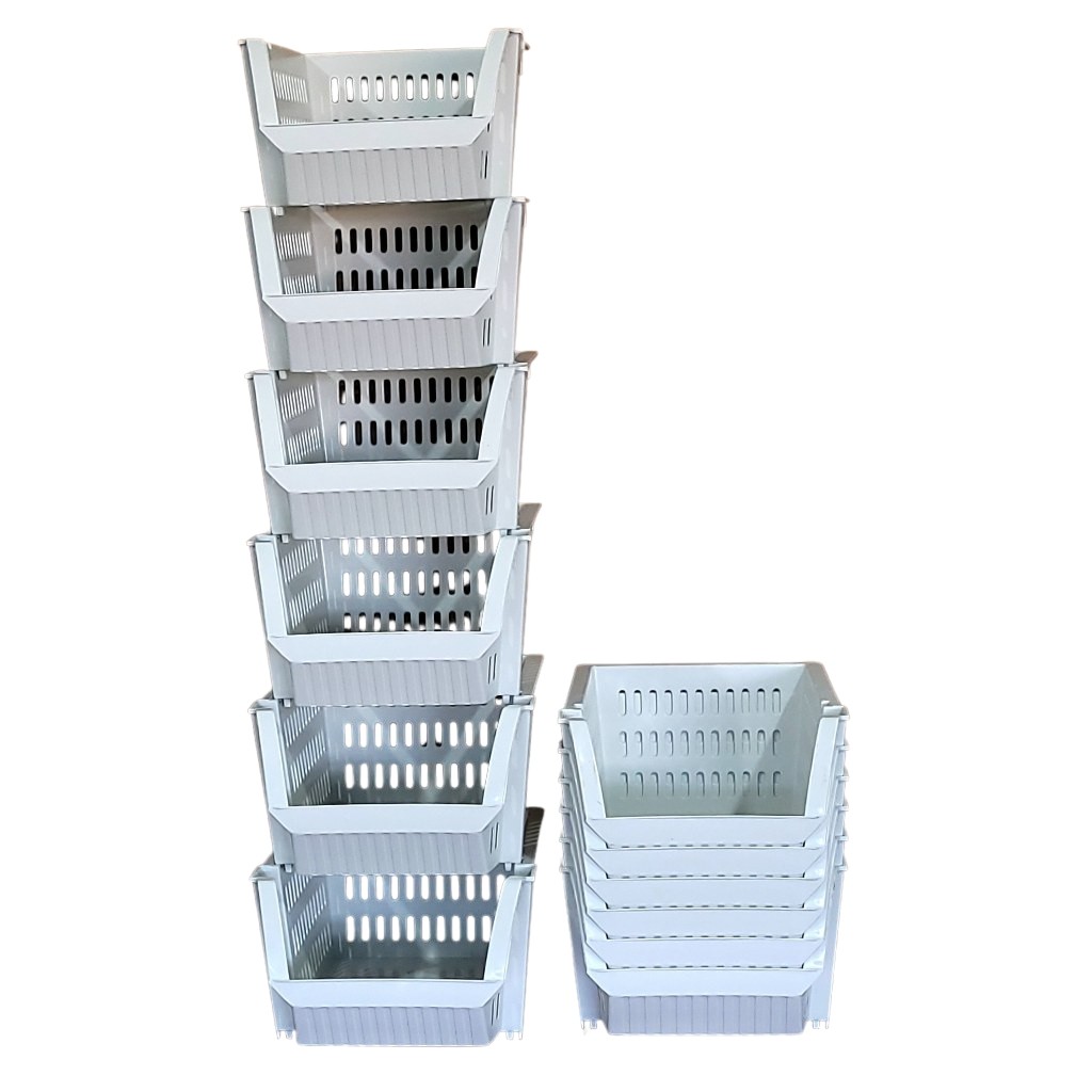 10 Cesto Caixa Bin Empilhável Branco Organizador Expositor Estoque Loja Plástico 13x25cm Produtos em Oferta na Shopee