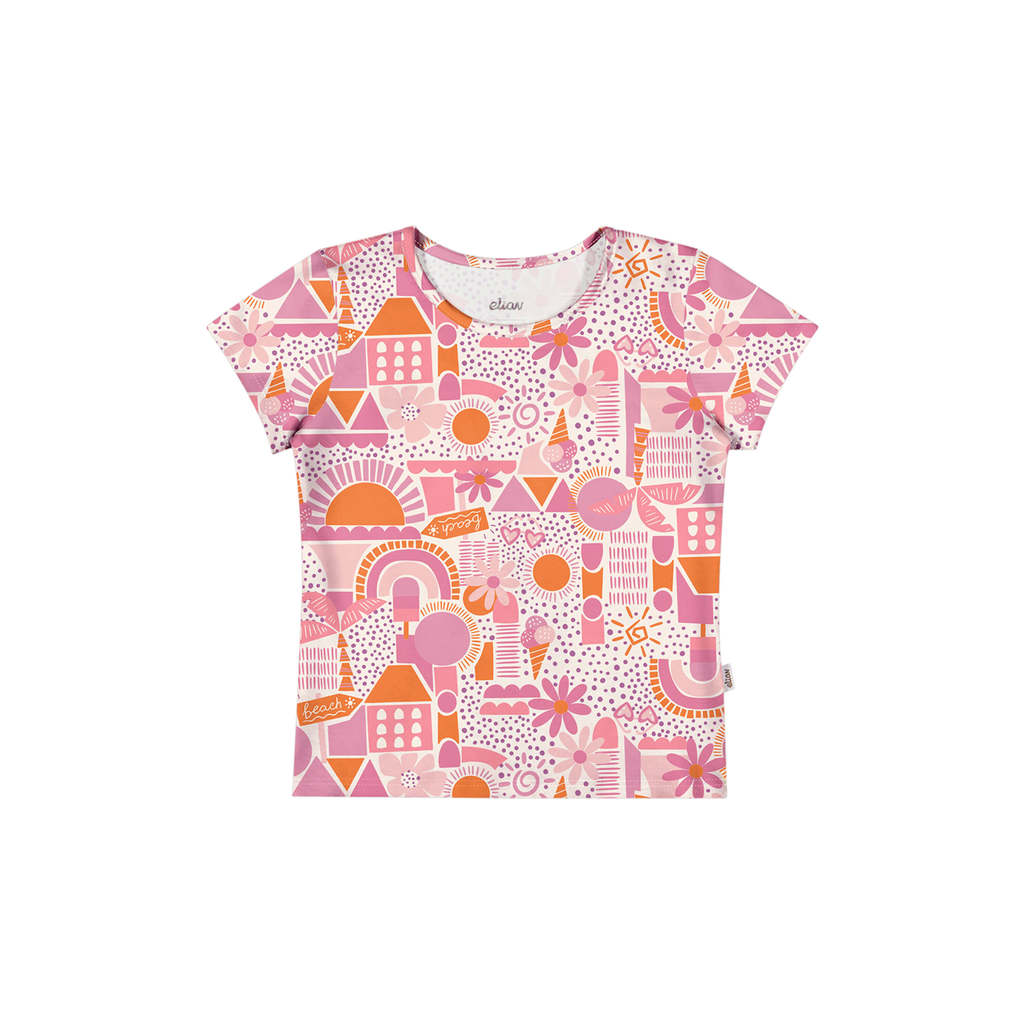 Blusa Infantil Menina Curta Estampada Elian Rosa Claro