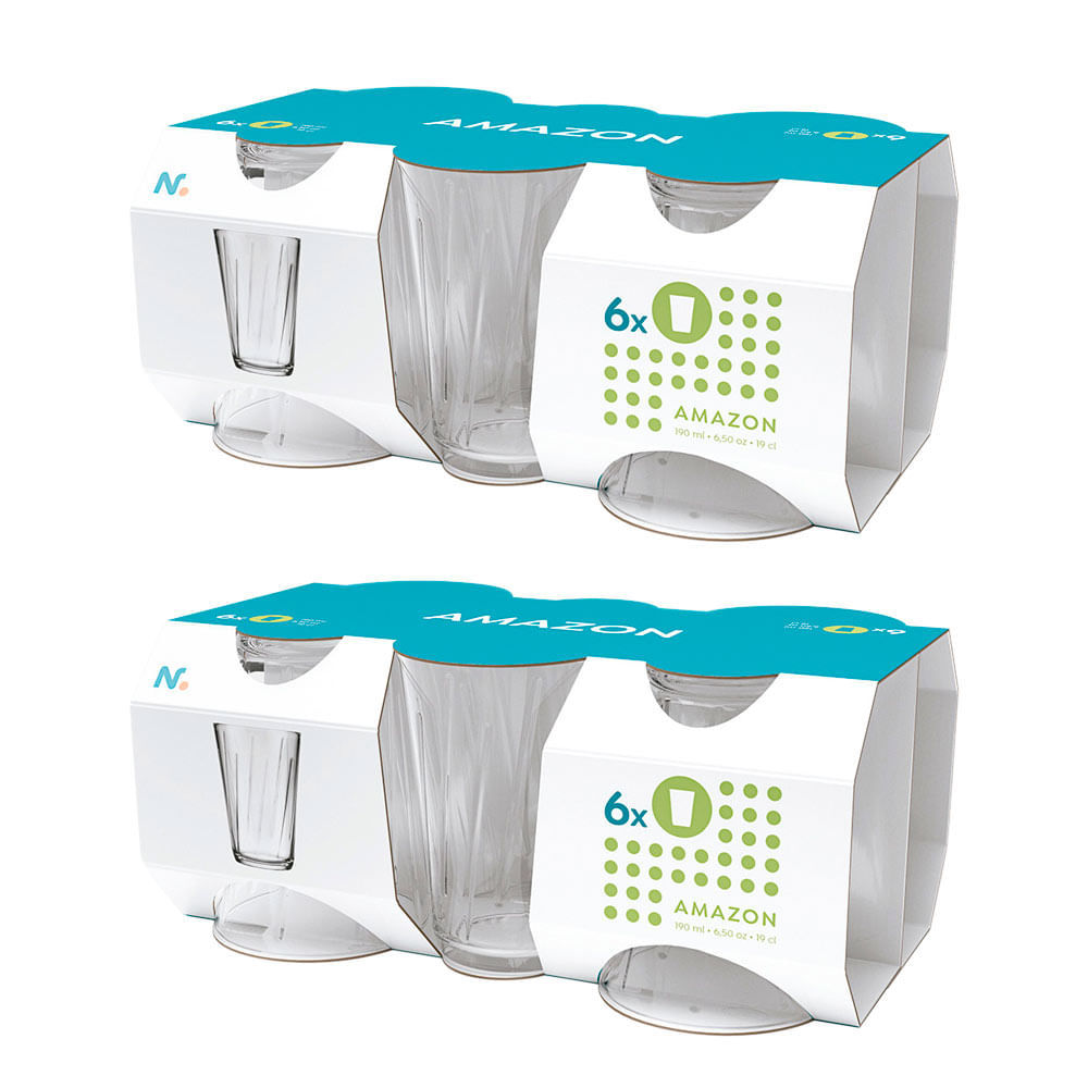Kit 12 Copos Nadir Amazon em Vidro Transparente 190ml em Oferta na Shopee