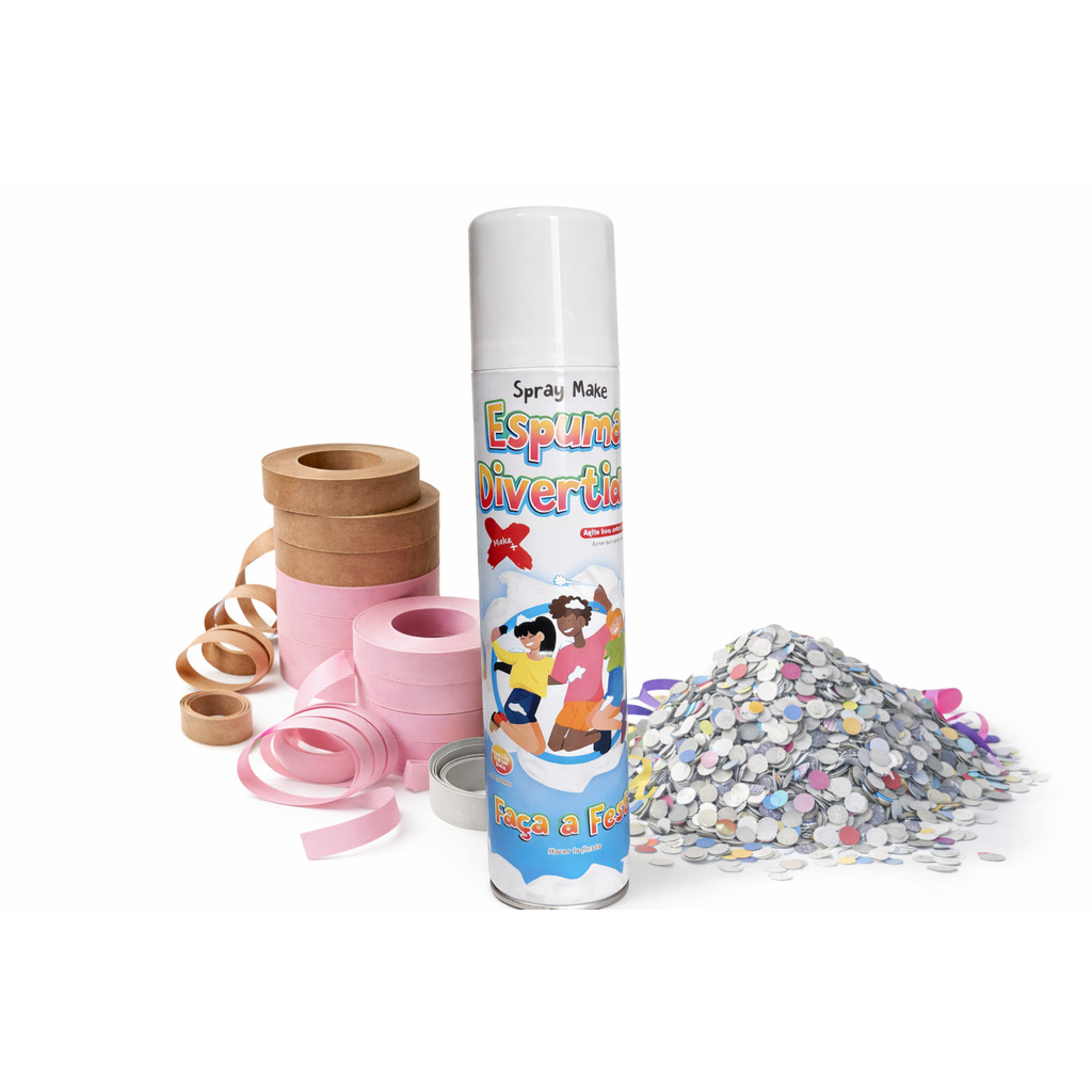 Kit Carnaval  com Serpentina, Confete  e Spray Espuma
