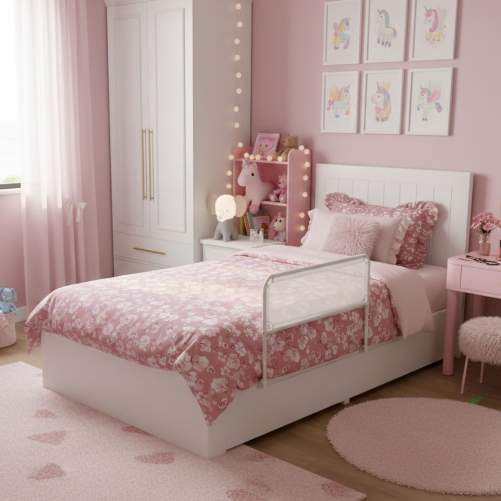 Kit 2 Grade Proteção Para Cama Bebês 68CM 84CM 116CM Crianças Protetor Resistente Dobrável Lateral