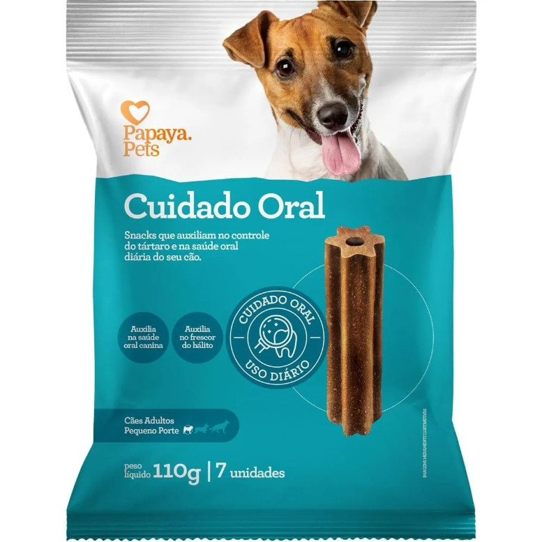 Petisco Papaya Pets Cuidado Oral Cães Adultos Pequeno 110g