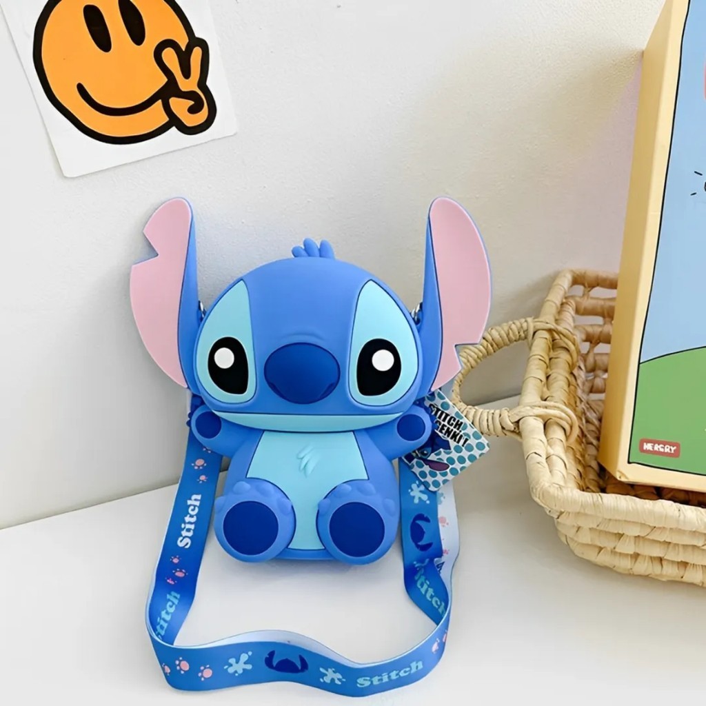 Mini Bolsa Stitch Silicone Azul Rosa Pequena Porta Celular Tiracolo Ajustável Feminina Infantil em Oferta na Shopee