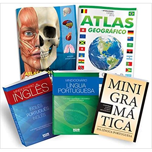 Kit Escolar - Atlas Geografico, Corpo Humano, Minidicionario Portugues, Ingles e Gramatica - Ed. Bicho Esperto ( p33 )