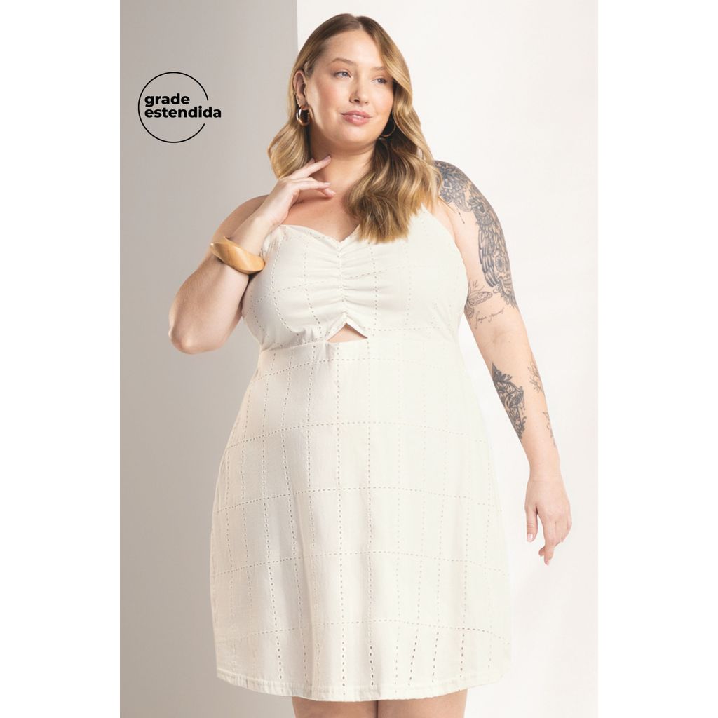 Vestido Feminino Em Algodão Marialícia Bege em Oferta na Shopee