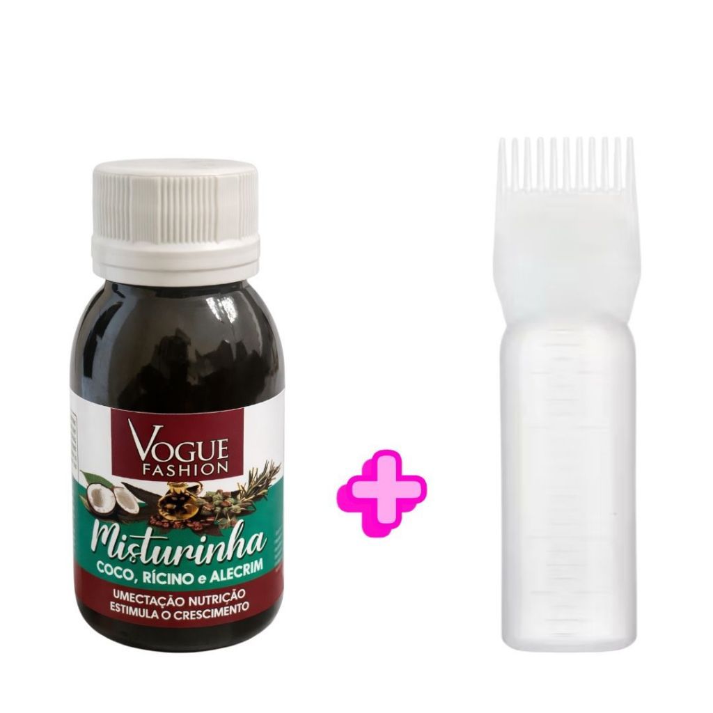 Kit Misturinha Capilar Vogue 60ml + Frasco Aplicador | Coco + Rícino + Alecrim | Pronto para Uso em Oferta na Shopee