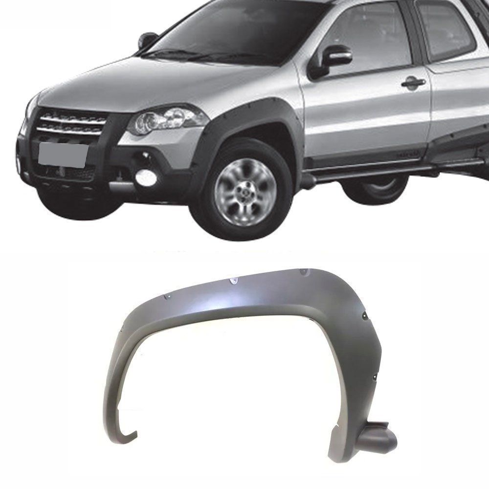 Moldura Paralama Fiat Strada Adventure Locker 2008 Até 2012 Dianteiro Cinza Lado Esquerdo Motorista