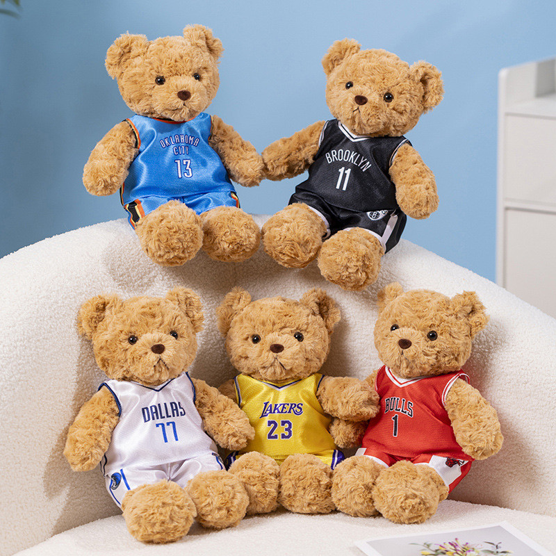 Kawaii Cartoon Basketball Bear Brinquedo De Pelúcia NBA Star Curry James Kobe Tema De Basquete Boneca De Urso Presente D