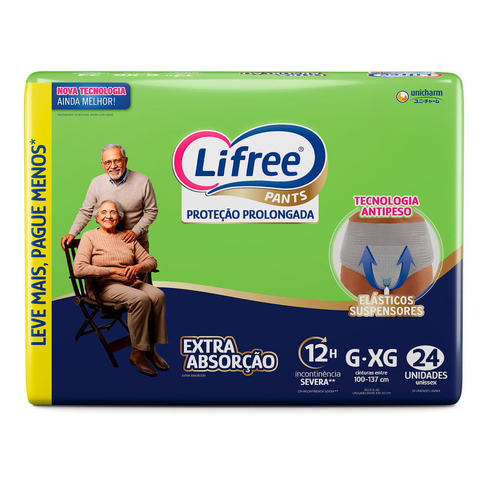 Roupa Íntima Lifree Pants Tamanho G/XG Proteção Prolongada Extra Absorção Unissex 24 Unidades em Oferta na Shopee