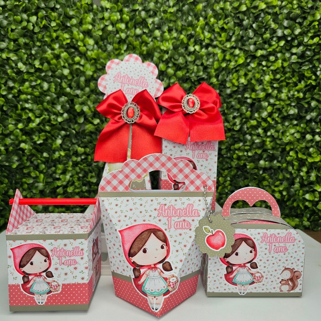 Kit Caixa Montada CHAPEUZINHO VERMELHO - Personalizados - Festa infantil - Aniversário - Lembrancinha