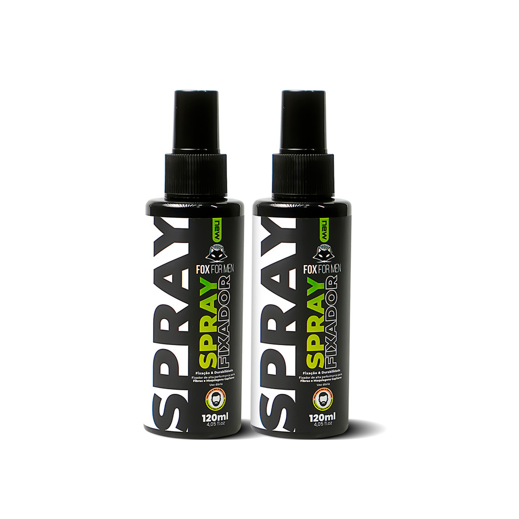 SPRAY FIXADOR DE FIBRA CAPILAR 02 UNIDADES 120ML FOX FOR MEN - RESISTENTE A ÁGUA SPRAY FIXADOR DE FIBRA CAPILAR 02 UNIDADES 120ML FOX FOR MEN - RESISTENTE A ÁGUA