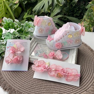 Kit Tênis Menina Jardim Encantado Rosa Sapatinho + Prendedor Chupeta Laço Decorado Presilha ou Tênis em Oferta na Shopee