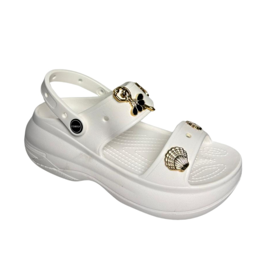 Sandália Feminina Birken Injetada Plataforma Pingente Bottons Personalizados