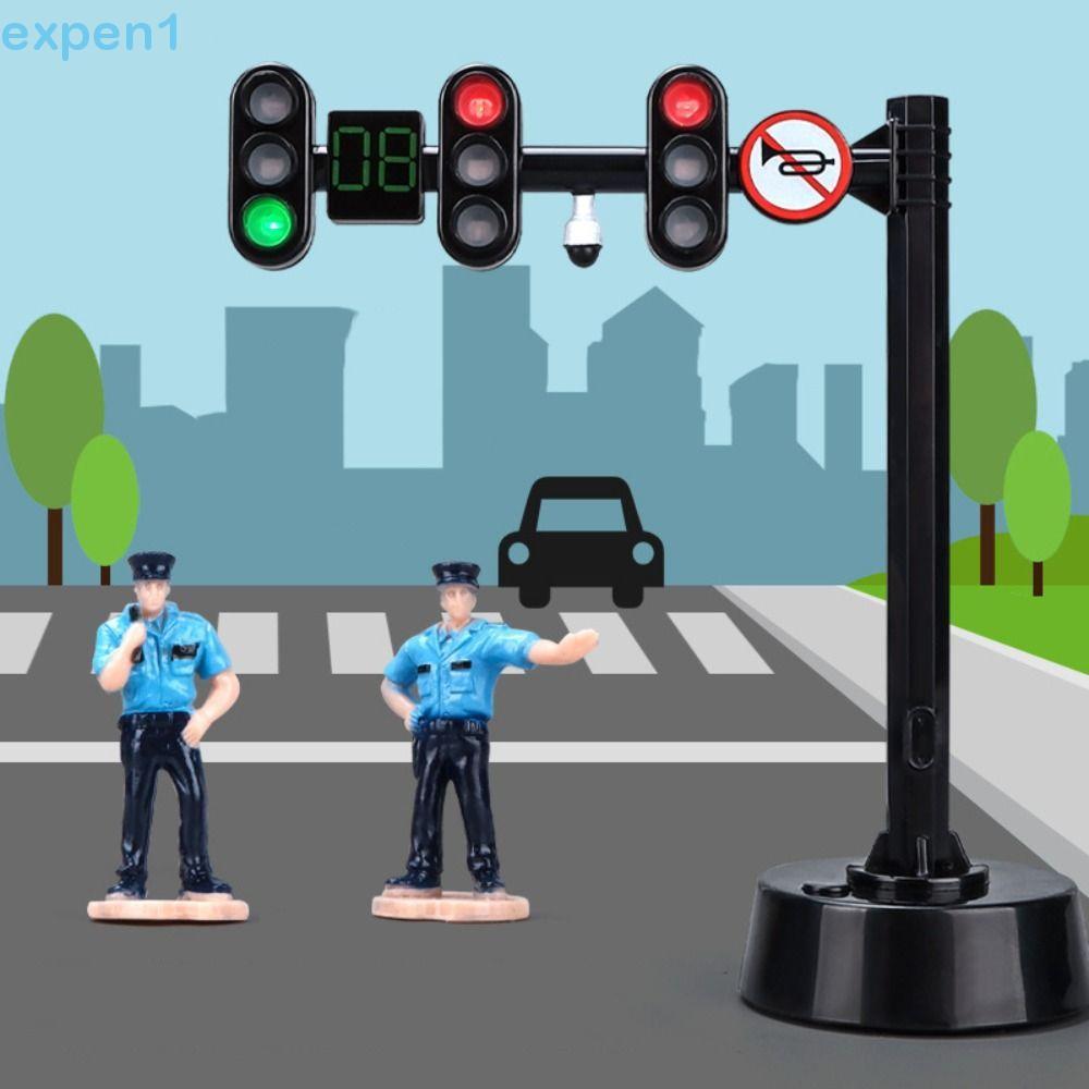 EXPEN Mini Brinquedos Modelo De Parada , Sinais De Luz De Brinquedo De Tráfego De Trânsito , Blocos De Construção De Sem
