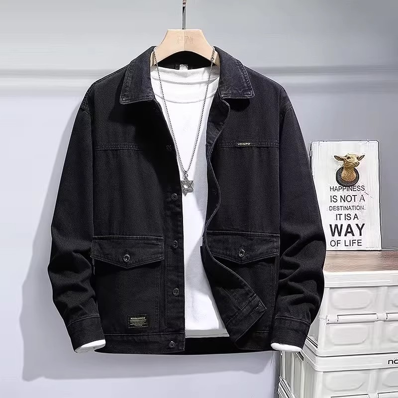Americano Retro pesado resistente ao desgaste resistente à sujeira macacão jaqueta masculina primavera outono solto Casu