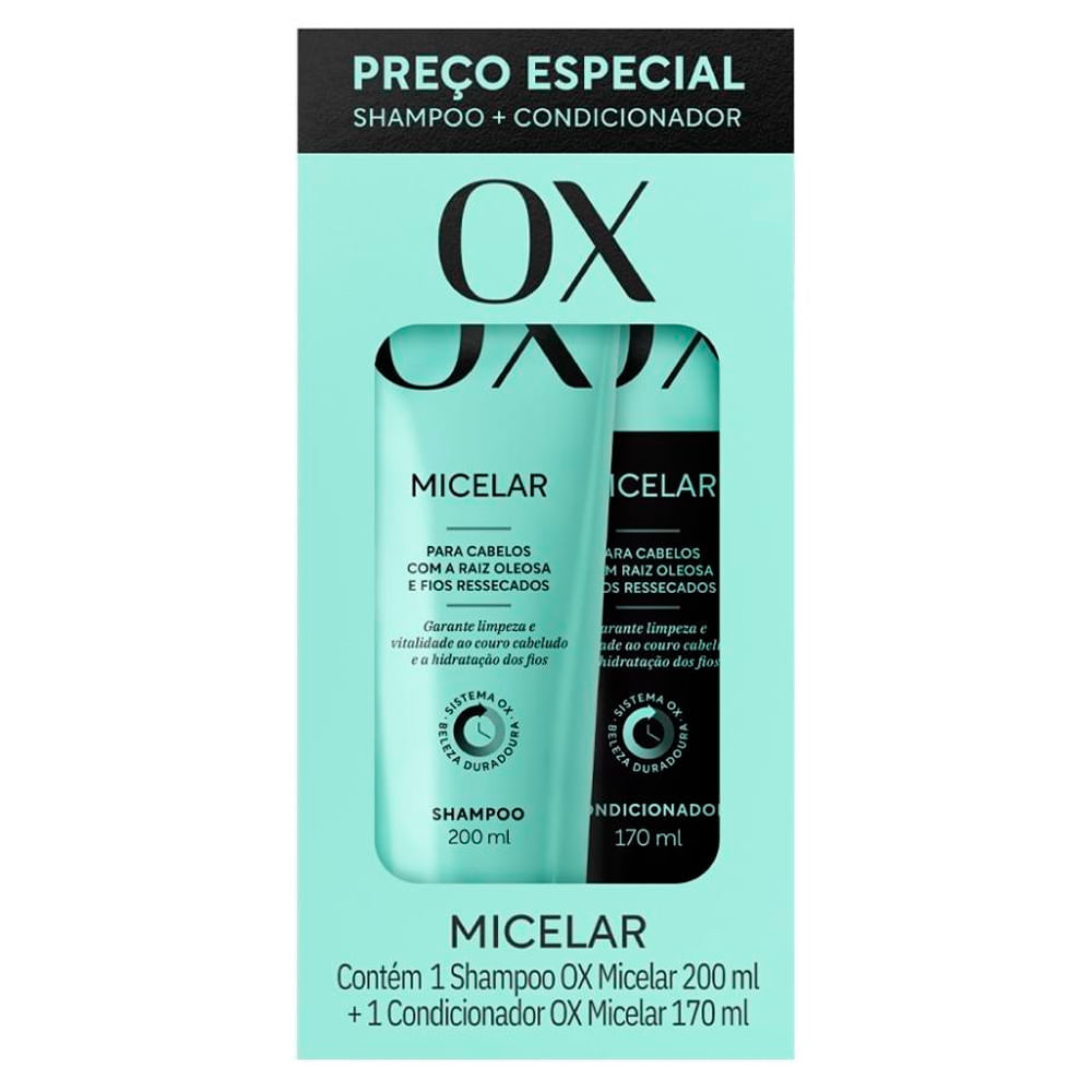 Kit Shampoo 200ml + Condicionador 170ml Ox Micelar em Oferta na Shopee