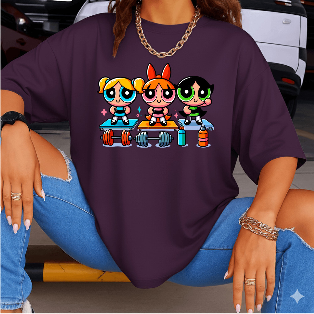 Camiseta Feminina Unissex Estampada Meninas Super Poderosas Treino de Algodão Street Wear