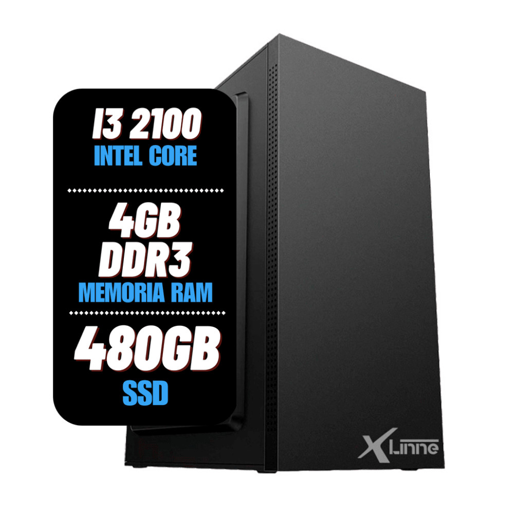 PC CPU XLinne Intel Core i3 2º, 4GB Ddr3 de Memoria ram, SSD 480GB