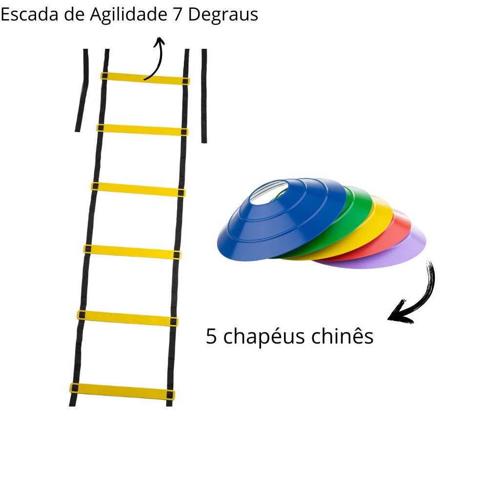 Kit Funcional de treinamento agilidade 5 Chapeus + Escada Aquecimento