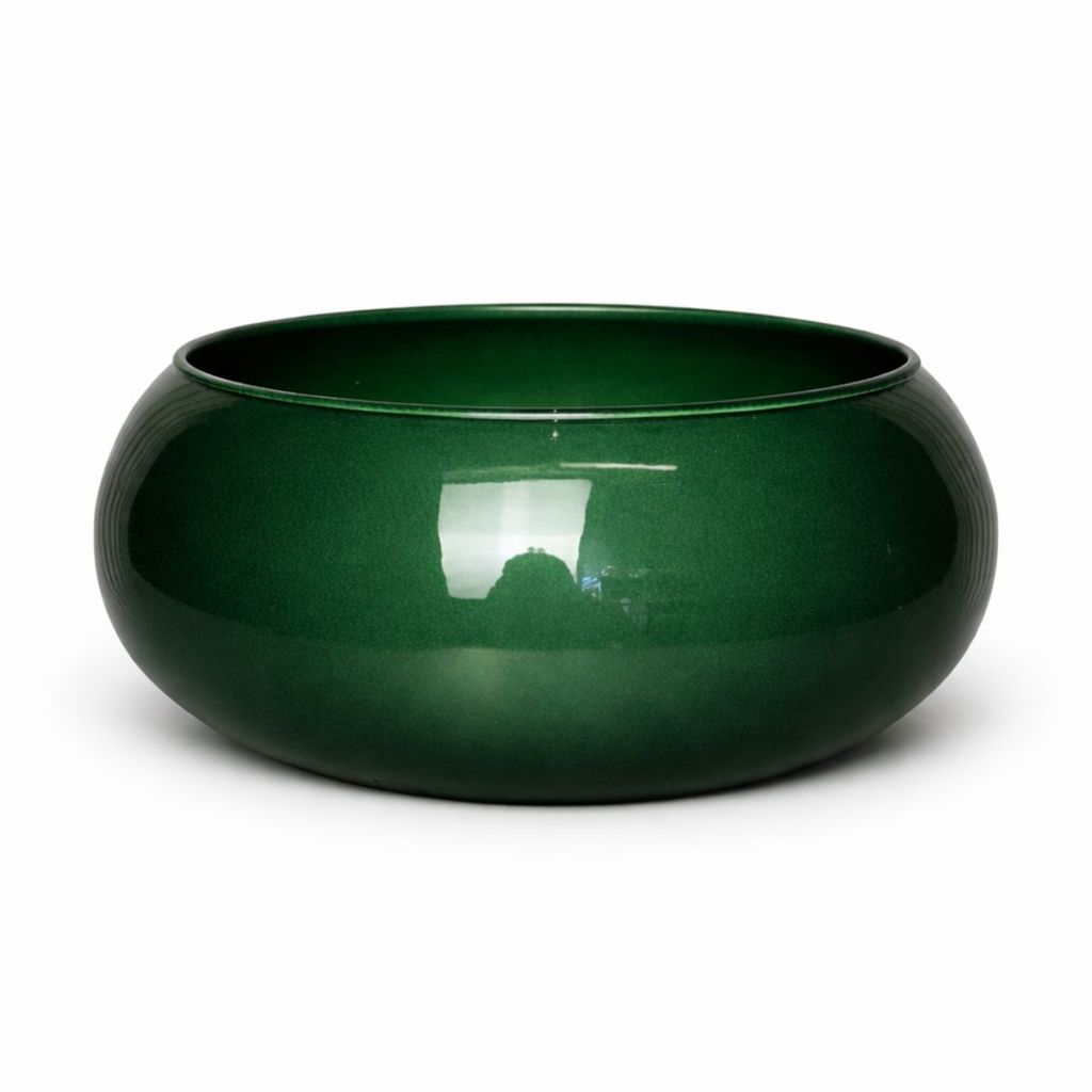 Vaso Vidro Redondo Baixo Verde Centro De Mesa Décor Ikebana