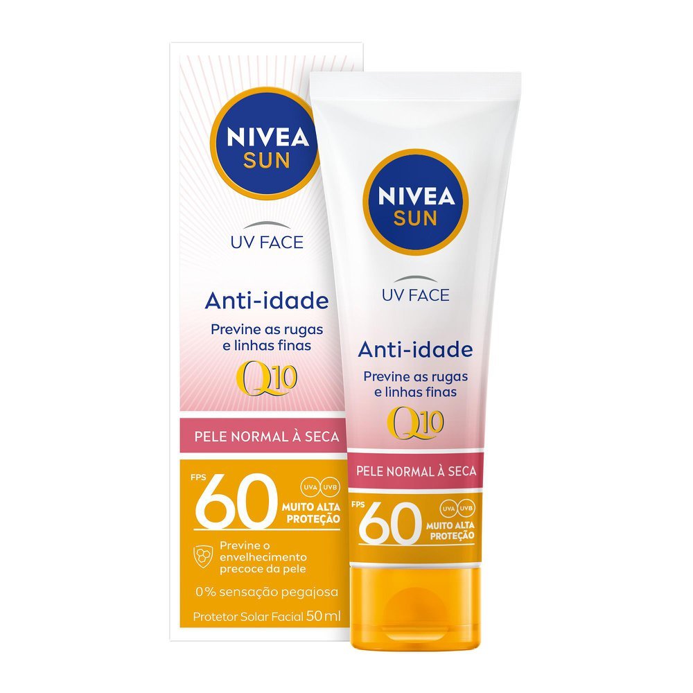 Protetor Solar Facial Nivea Sun Beauty Expert Pele Normal a Seca FPS 60 50g em Oferta na Shopee