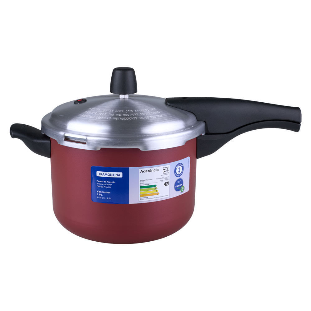 Panela de Pressão 4,5L Antiaderente Vancouver Effect Tramontina Vermelha em Oferta na Shopee