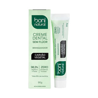 Creme Dental Boni Natural Branqueador Carvão Vegetal Sem Flúor 90g em Oferta na Shopee